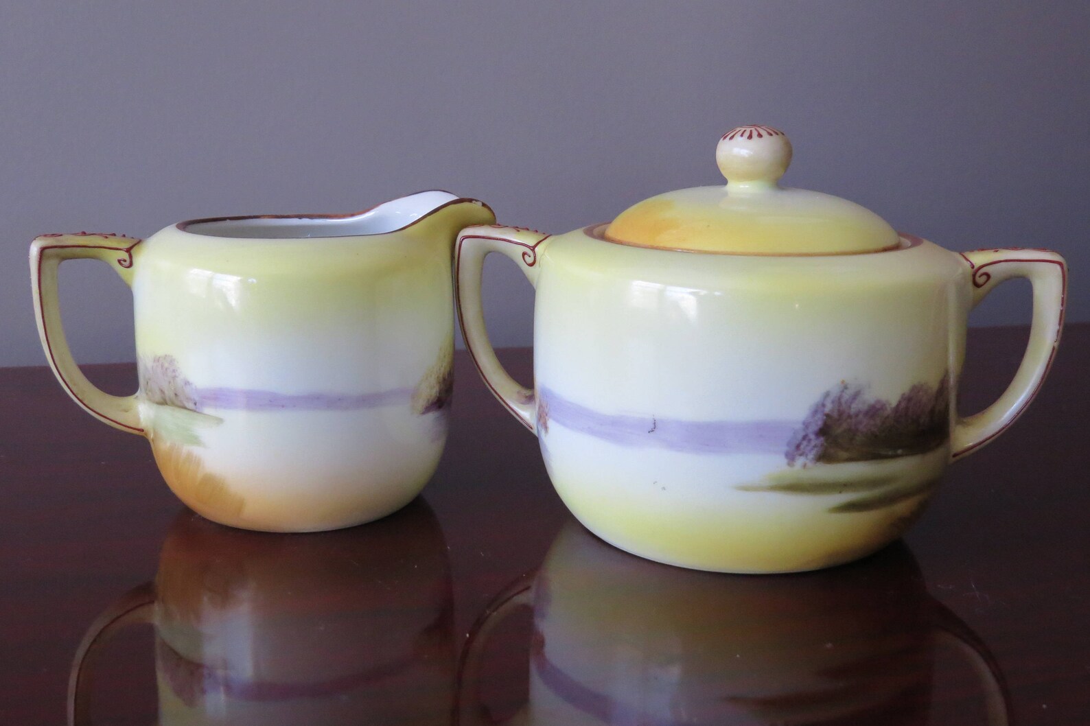 Noritake Hand Painted Made in Japan Creamer and Sugar Set Etsy