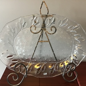 Kosta Boda Textured Art Glass Anna Design Minimalist Oval Glass Platter