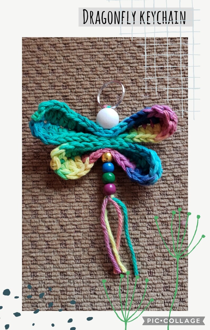 Crocheted Dragonfly Keychain FREE SHIP Several Colors Etsy