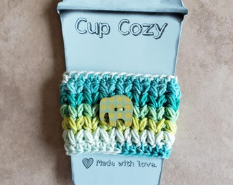 Crocheted Elephant Cup Cozy, Cozies, Coffee cup cover, to-go cup cover for hot or cold drinks, tea, soda, cotton, koozie