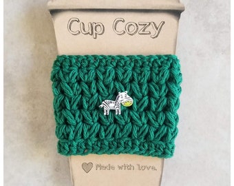 Crocheted Zebra Cup Cozy, Cozies, Coffee cup cover, to-go cup cover for hot or cold drinks, tea, soda, cotton, koozie
