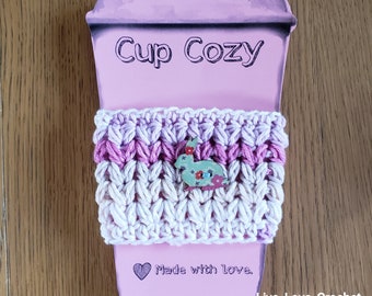 Crocheted Bunny Rabbit Cup Cozy, Cozies, Coffee cup cover, to-go cup cover for hot or cold drinks, tea, soda, cotton, koozie