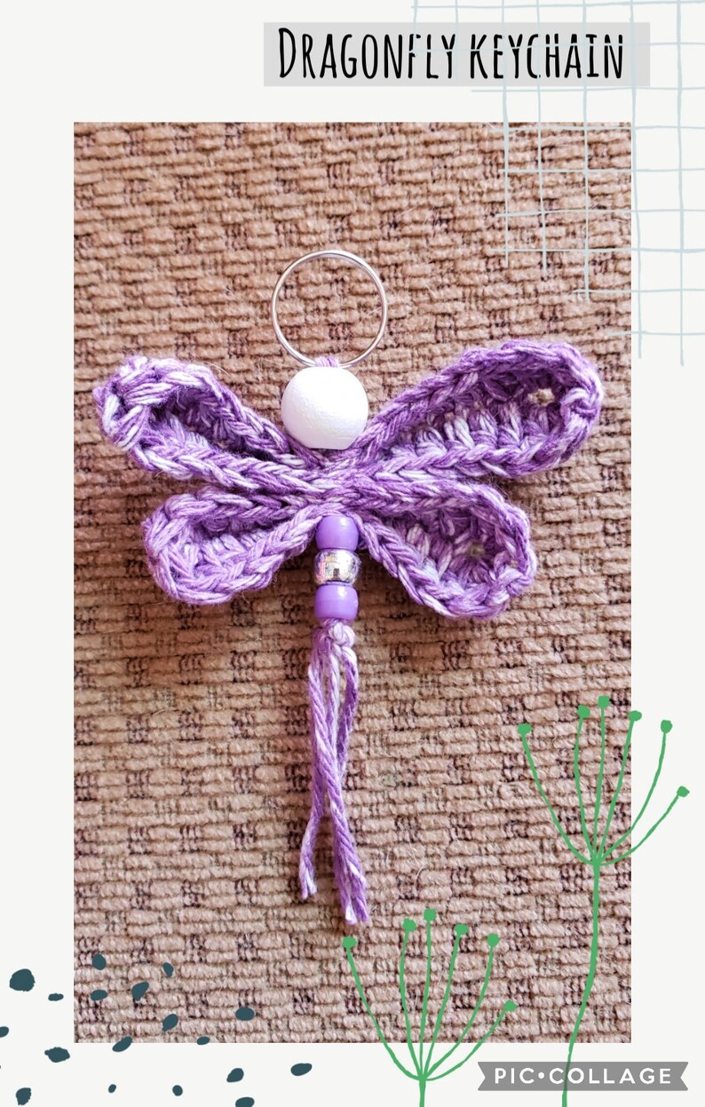 Crocheted Dragonfly Keychain FREE SHIP Several Colors Etsy