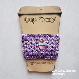 Crocheted Cupcake Cup Cozy, Cozies, Coffee cup cover, to-go cup cover for hot or cold drinks, tea, soda, cotton, koozie