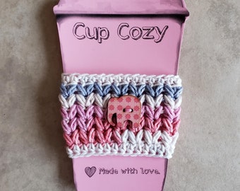 Crocheted Elephant Cup Cozy, Cozies, Coffee cup cover, to-go cup cover for hot or cold drinks, tea, soda, cotton, koozie