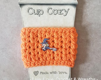 Crocheted Witch Cup Cozy, Cozies, Coffee cup cover, to-go cup cover for hot or cold drinks, tea, soda, cotton, koozie, Halloween