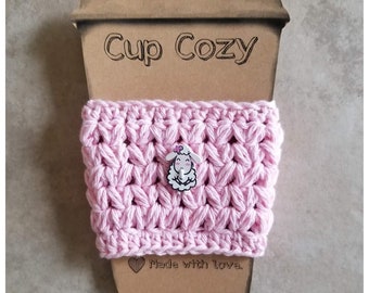 Crocheted Sheep Cup Cozy, Cozies, Coffee cup cover, to-go cup cover for hot or cold drinks, tea, soda, cotton, koozie