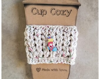 Crocheted Christmas Stocking Cup Cozy, Cozies, Coffee cup cover, to-go cup cover for hot or cold drinks, tea, soda, cotton, koozie