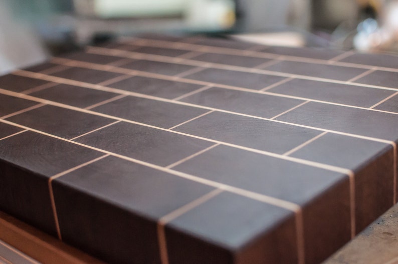 Walnut Maple End Grain Subway Tile Cutting Board Image 0