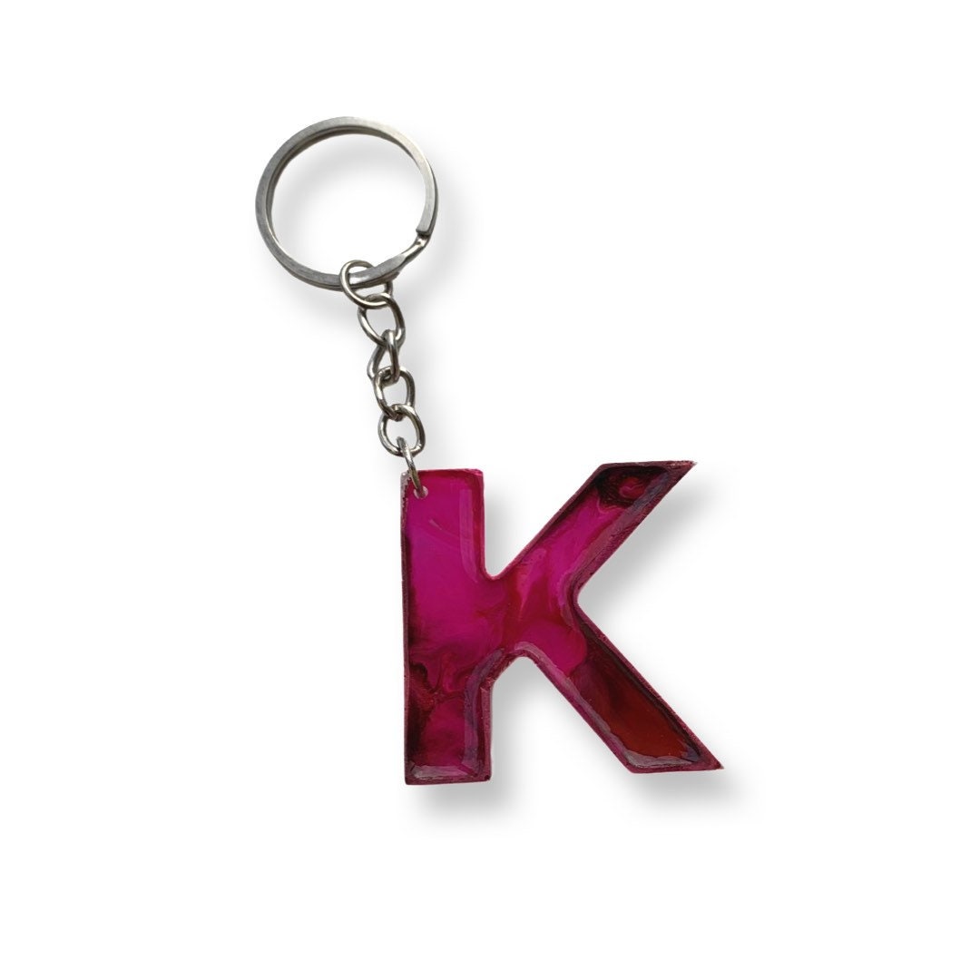Pink and Red Letter K Resin Keychain Etsy