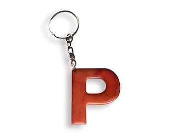 Light orange letter P keychain