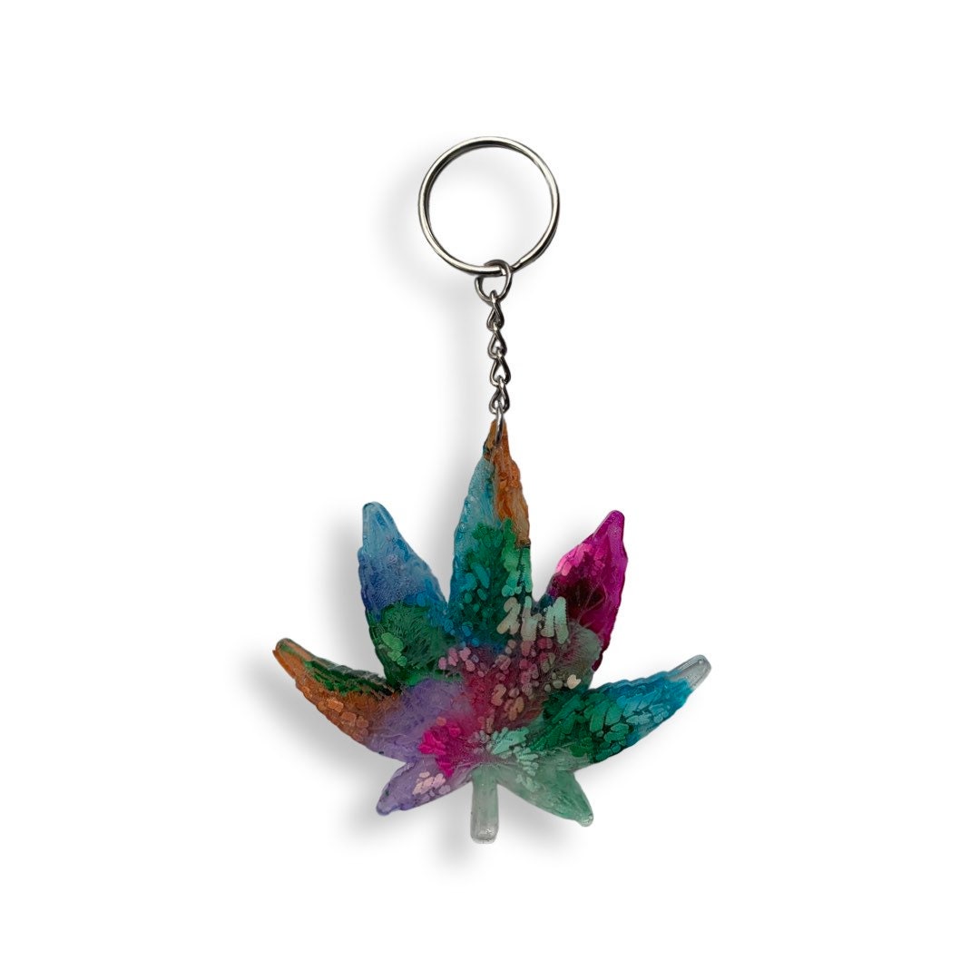 Colorful Weed Leaf Keychains Cool Weed Booksack Keychain Etsy