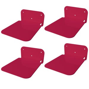 Galleksa Invisible Floating Hidden Metal Wall Mounted Bookshelves 4-Pack Raspberry