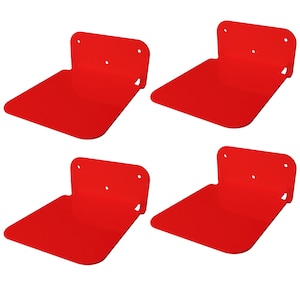 Galleksa Invisible Floating Hidden Metal Wall Mounted Bookshelves 4-Pack Red