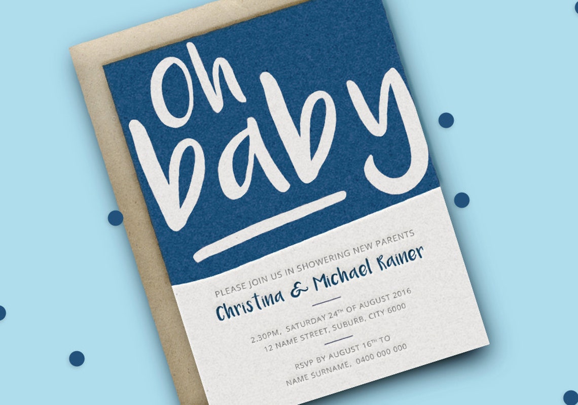 Printable Baby Shower Invitation digital File Oh Baby Etsy