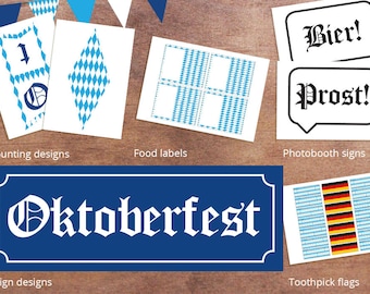 Complete Oktoberfest Party Printable Decorations - Oktoberfest signs - Oktoberfest bunting - German Party Decorations -Oktoberfest Party