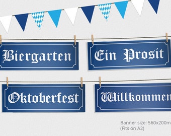 Oktoberfest-skyltar och vimplar - Oktoberfest-skylt - Oktoberfest-fest - Oktoberfest-dekorationer - Oktoberfest-utskrivbar design