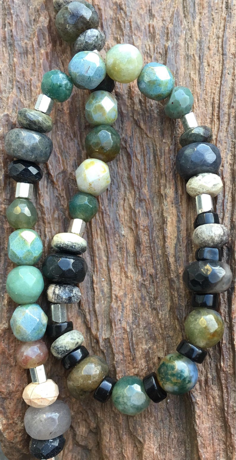 Rainbow Agate necklace Jasper necklace Czech Glass necklace Jade necklace