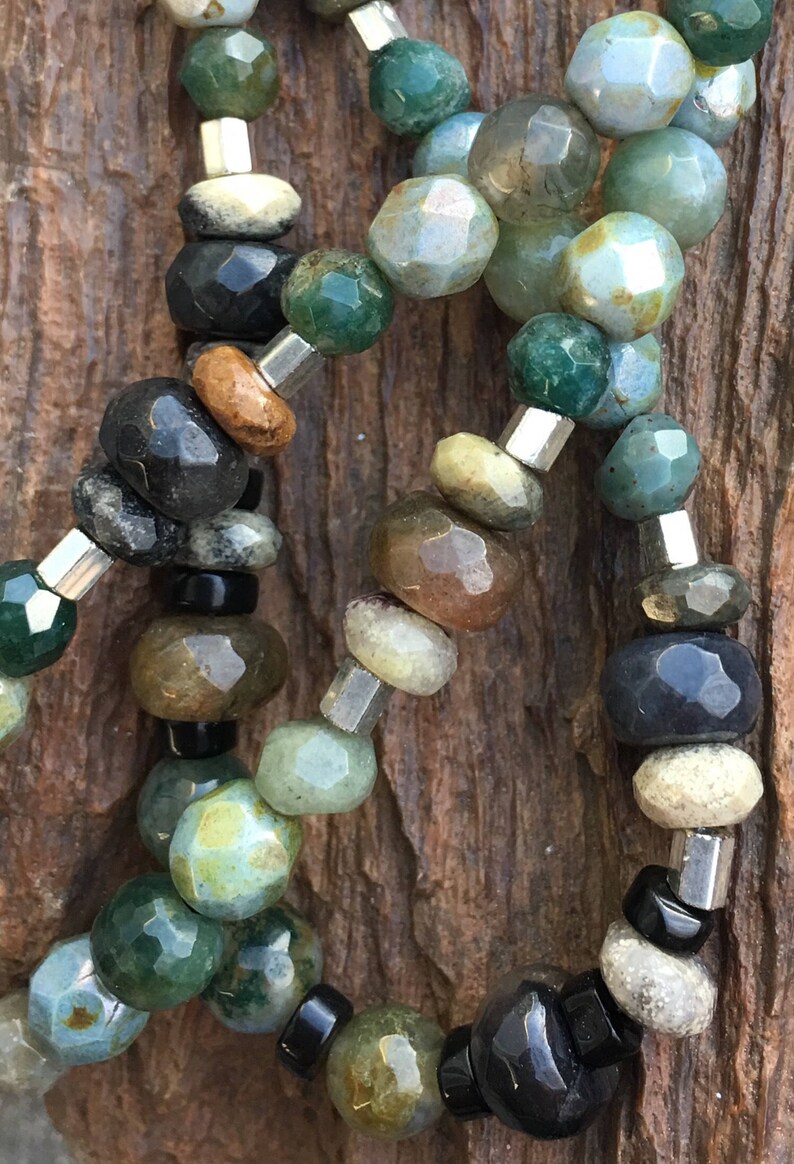 Rainbow Agate necklace Jasper necklace Czech Glass necklace Jade necklace