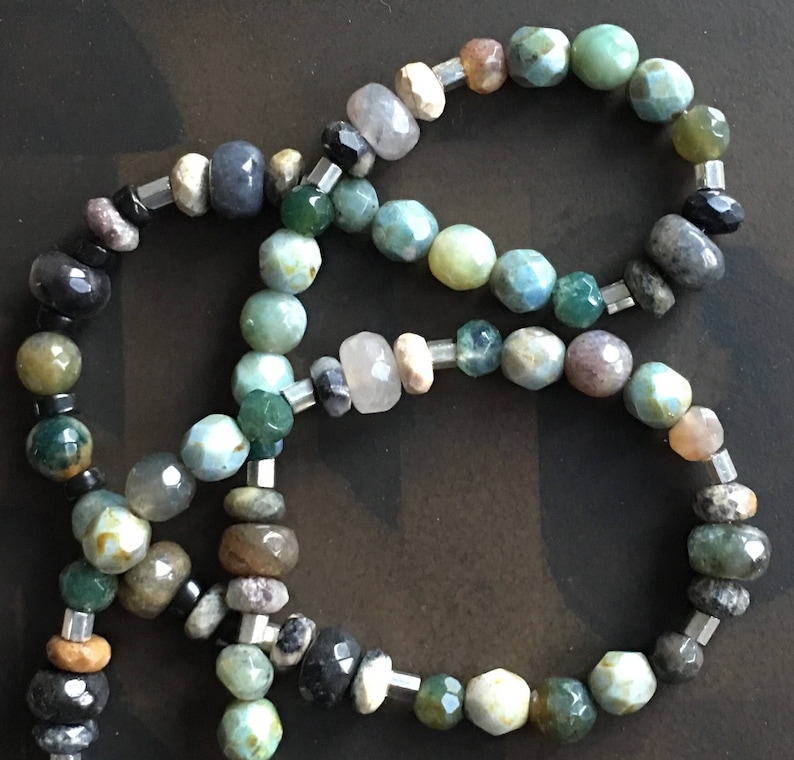 Rainbow Agate necklace Jasper necklace Czech Glass necklace Jade necklace