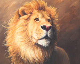 Best lion painting, Wild lion, Lion art, Large lion painting, Lion gift, Oil on canvas, Original painting, Realism