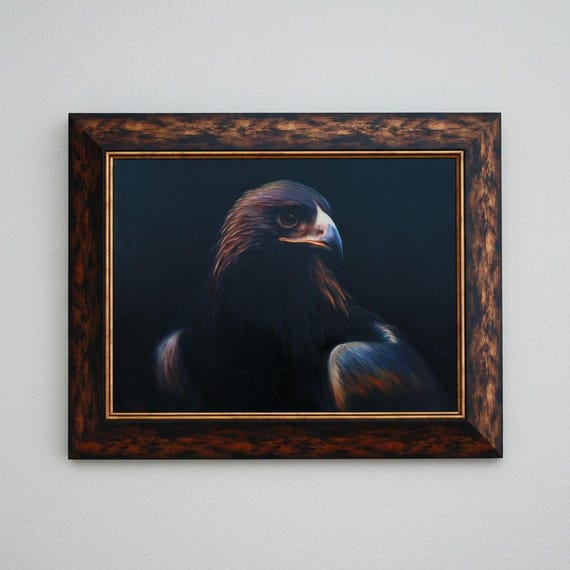鷲のオリジナル絵画、鳥のアート、鷲のホームデコレーション、大型動物