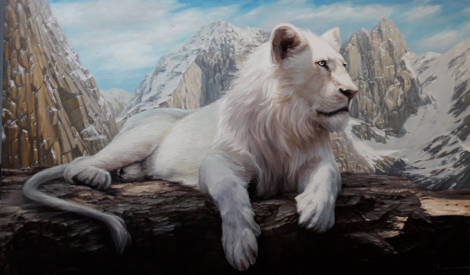Original White Lion Painting, White Lion Artwork, Lion on Canvas, Great