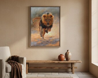 豪華なライオンの絵画、アートギフトのアイデア、動物のアート作品