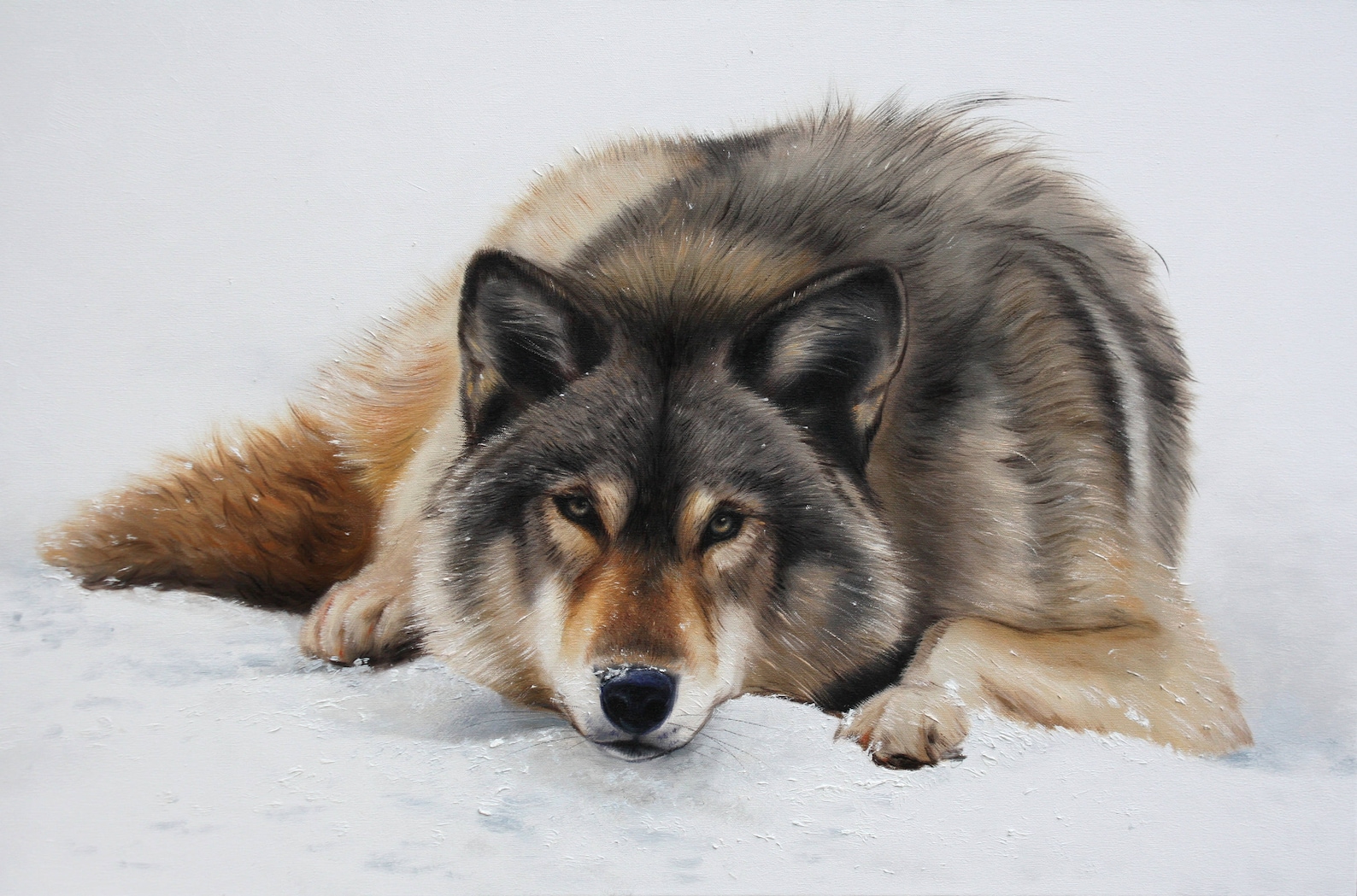 Winter Wolf Wolf Oil Painting Wolf Art Wal Art Home Decor Etsy