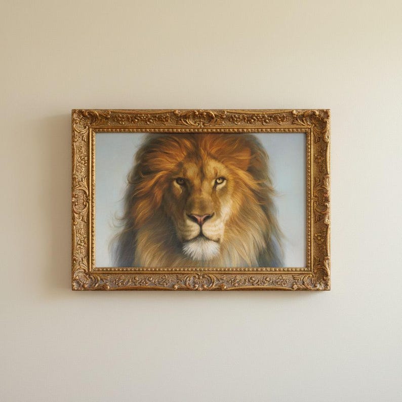 The king of beasts, Original lion art, Wall art, Original oil painting, Lion on canvas, Animals painting, Large wall art, Realism painting image 4