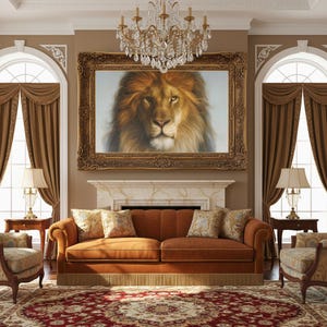 The king of beasts, Original lion art, Wall art, Original oil painting, Lion on canvas, Animals painting, Large wall art, Realism painting image 5