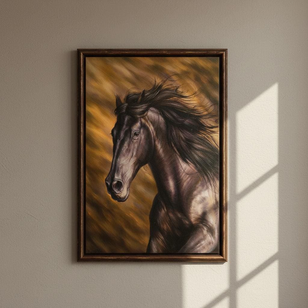 Running Wild Horse, Original Oil Painting, Realism Style, Animals