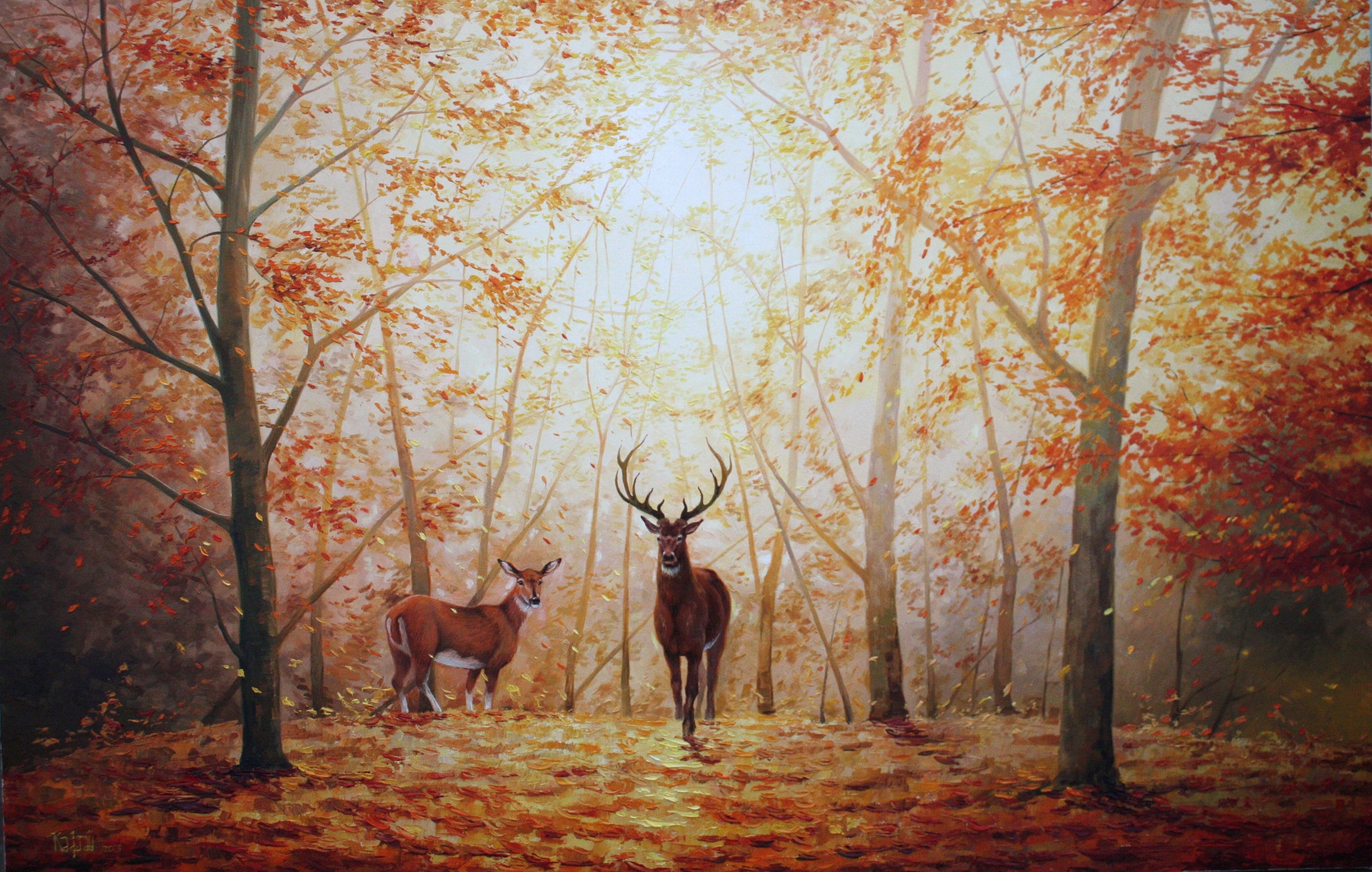 絵画　アート　インテリア　原画　動物　風景　カラフル　現代　森　林　鹿　絵 絵画 アート インテリア 原画 動物 風景 カラフル 現代 森 林 鹿 絵