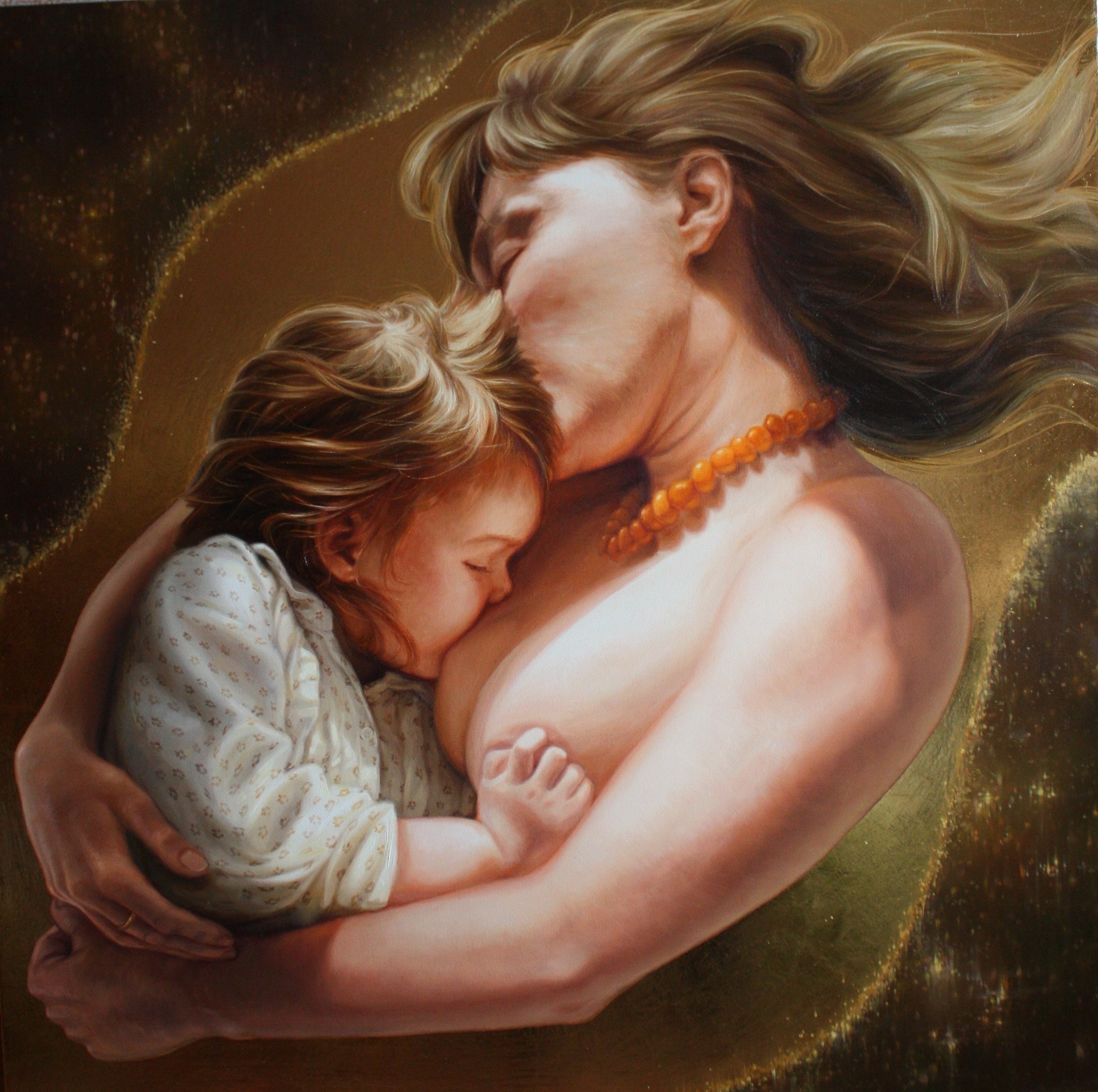 The Light of Mothers Love Authors Oil Painting With photo