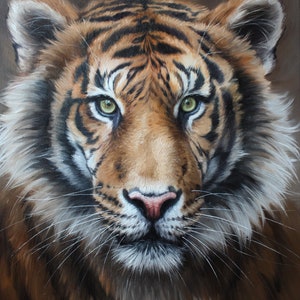 Original Tiger Porträt, Tiere Malerei auf Leinwand, Mykola Kaftan Malerei, Bereit zum Aufhängen Kunst, Tiger Liebhaber Geschenk, Wilde Tiere Wohnkultur