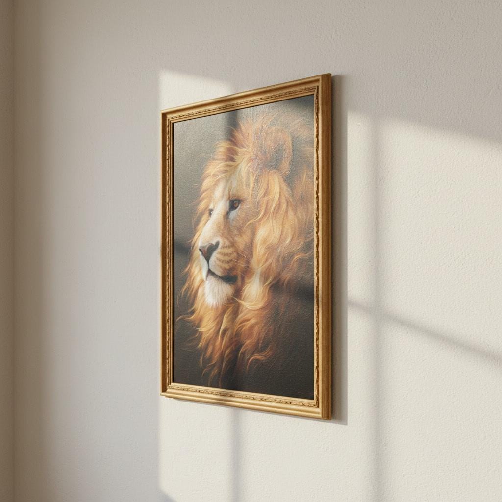 3D Lion painting, Lion lovers gift, Living room home decor, Lion