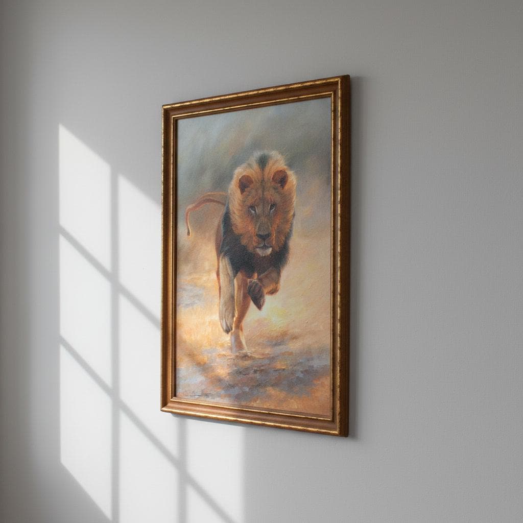 豪華なライオンの絵画、アートギフトのアイデア、動物のアート作品