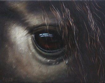 Horse eye painting, Custom animals portrait, Black horse, Original animals painted, Art lover gift, Hyperrealistic artwork, Beautiful horse