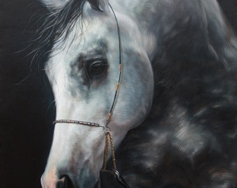 Wild horse art, Original artwork, Mykola Kaftan horse portrait, Animals painted, Gift for friend, Professional oil painting, Ready to hang