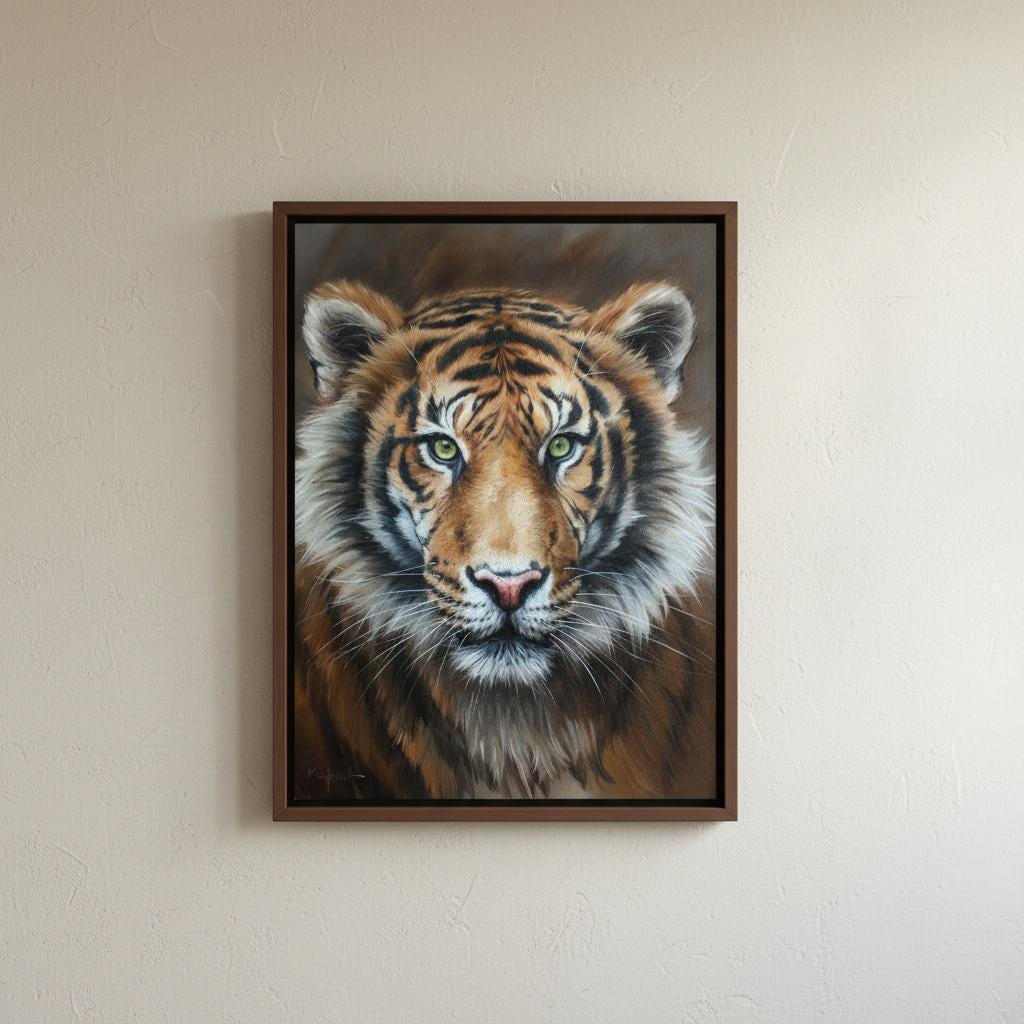 Original Tiger Portrait, Animals Painting on Canvas, Mykola Kaftan
