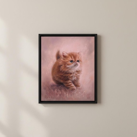 かわいい子猫、キャンバスに描かれたペットの肖像画、オリジナルの猫の