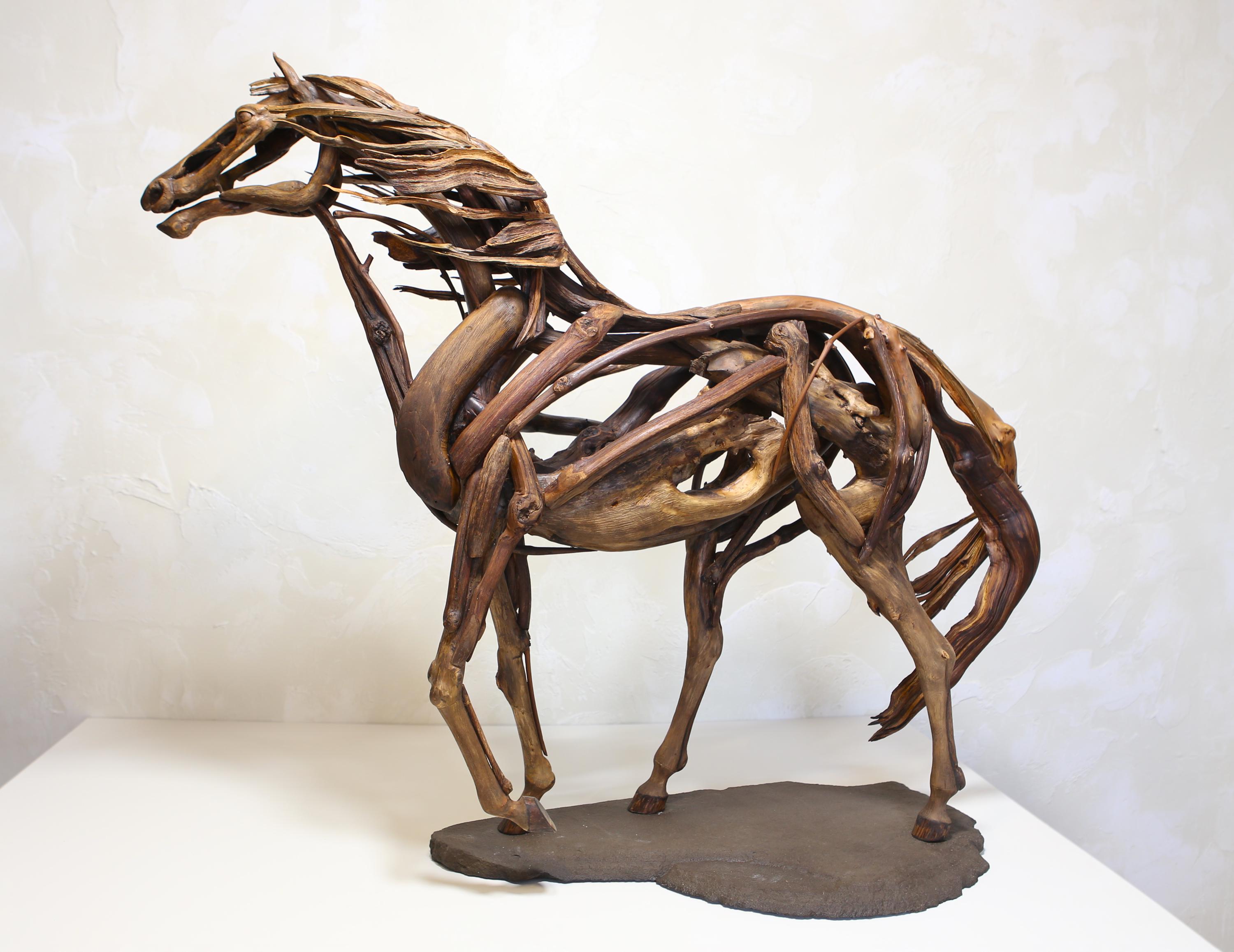 木製馬の彫刻 手作りの木製馬の彫刻、ユニークな素朴な芸術 - Etsy 日本