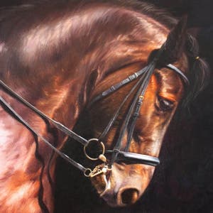 Horse oil painting, Brown horse original painting, Horse hand painted, Wild horse art, Large wall horse art, Horse on canvas, Animals art