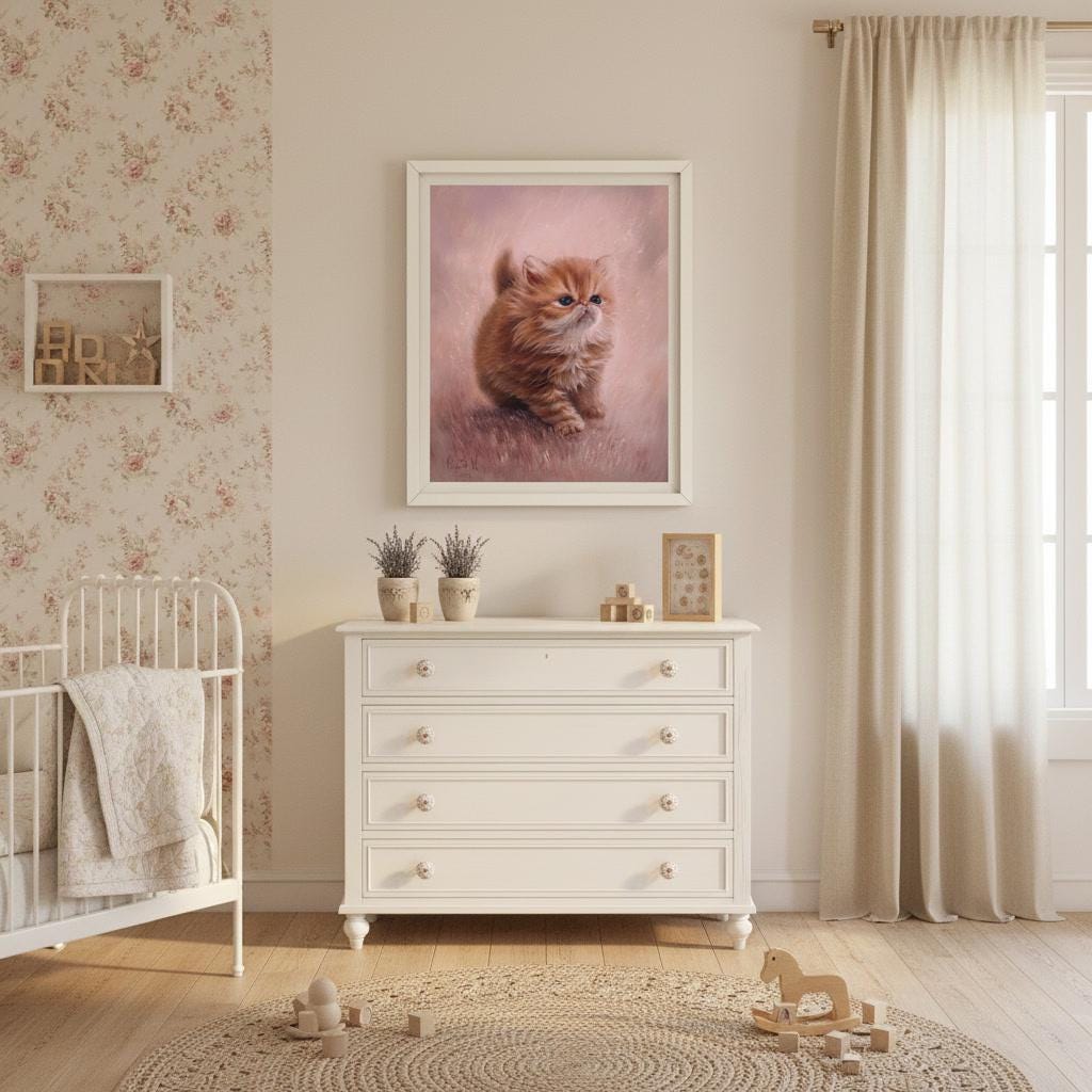 かわいい子猫、キャンバスに描かれたペットの肖像画、オリジナルの猫の