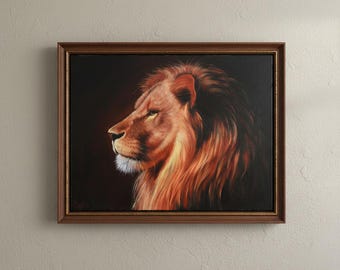 Majestic Portrait of a Lion, Original Animals Painting on Canvas