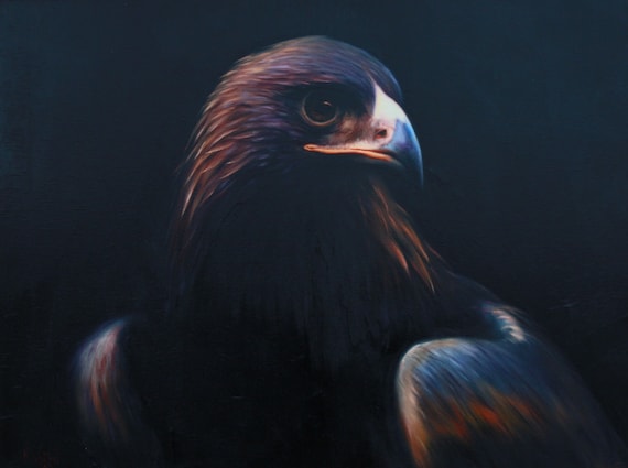 鷲のオリジナル絵画、鳥のアート、鷲のホームデコレーション、大型動物