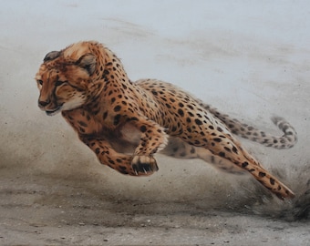 Cheetah on the hunt, Home decor, Wall art, Original painting, Animals painting, Cheetah art, Leopard painting, Cheetah on canvas, Animal art