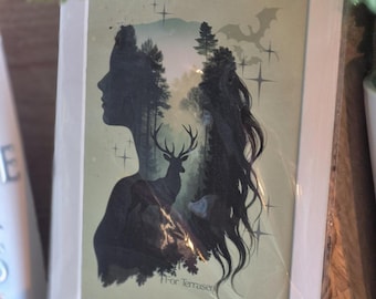 Oeuvre d'art TERRASEN inspirée du trône de verre | Impression livresque Cœur de feu de forêt verte | Décoration fantastique YA | Cadeau pour les amateurs de lecture et les lecteurs