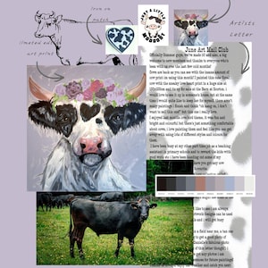 Club de correo postal, Club de correo postal con arte floral de vaca, Paquete de papelería para amantes de los libros, Kit de diario y álbum de recortes, Regalo para lectores de Booktok, Kit de amigo por correspondencia