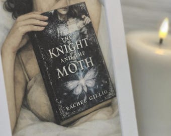 KNIGHT and the MOTH Art Print | Dark Fantasy Wall Art | Reader Gift | Gothic Bookend | Reading Nook Decor